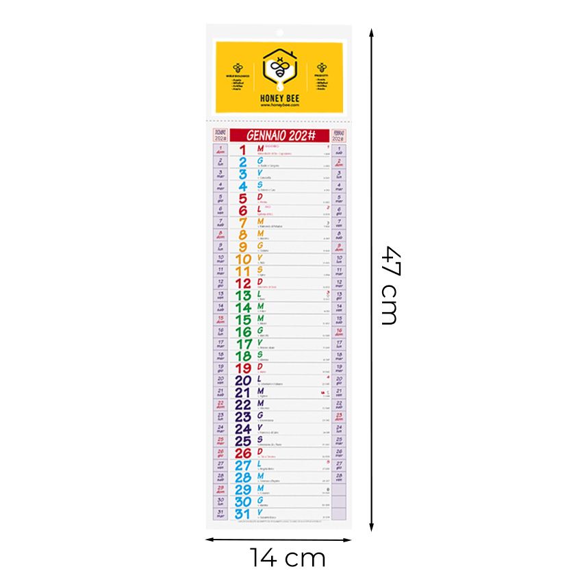 Calendario olandese da parete 14x47 - 12 fogli