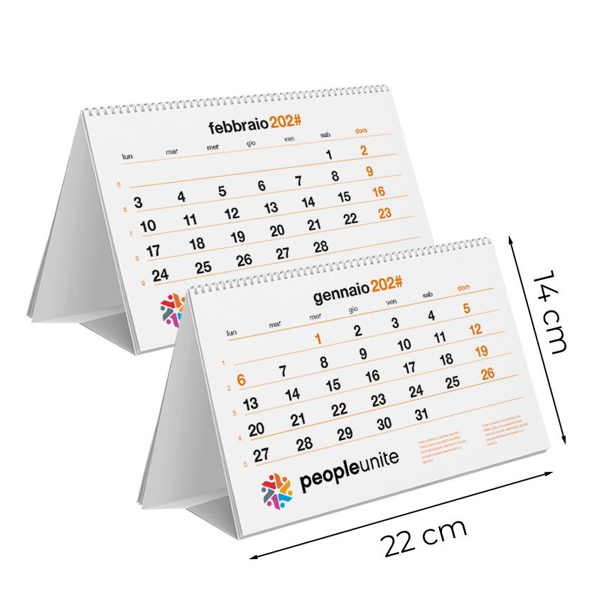 Calendario da tavolo 22x14 - 7 fogli (14 facciate) senza foto