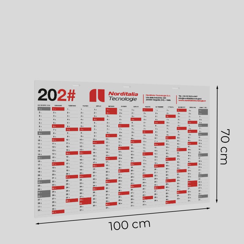 Calendario rigido in forex da parete 100x70
