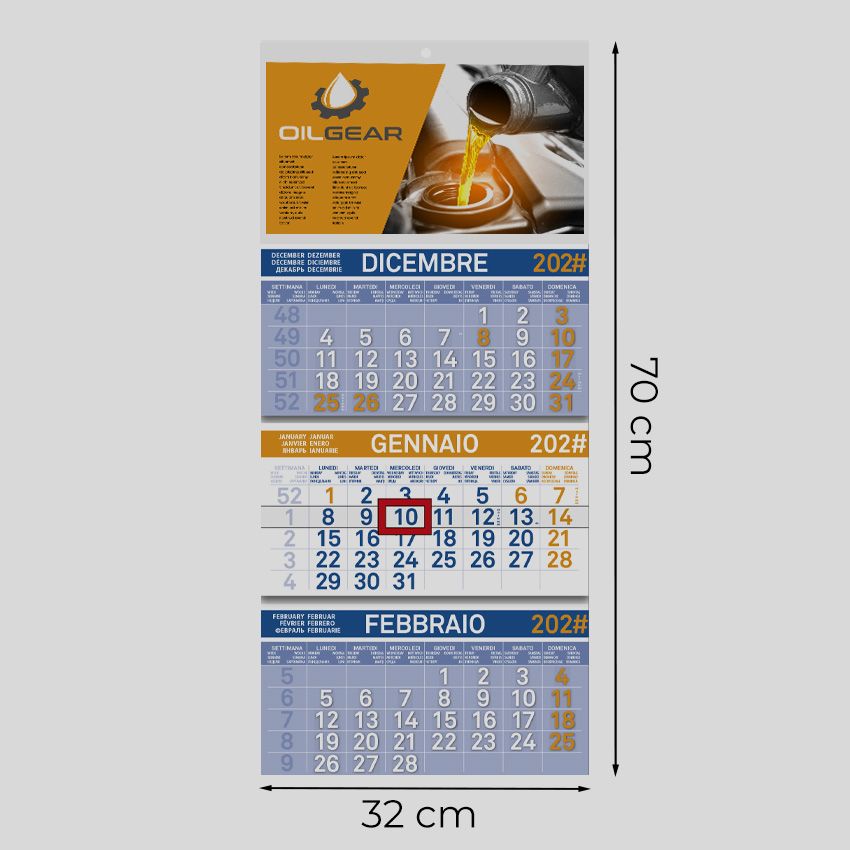 Calendario trittico da parete 32x70