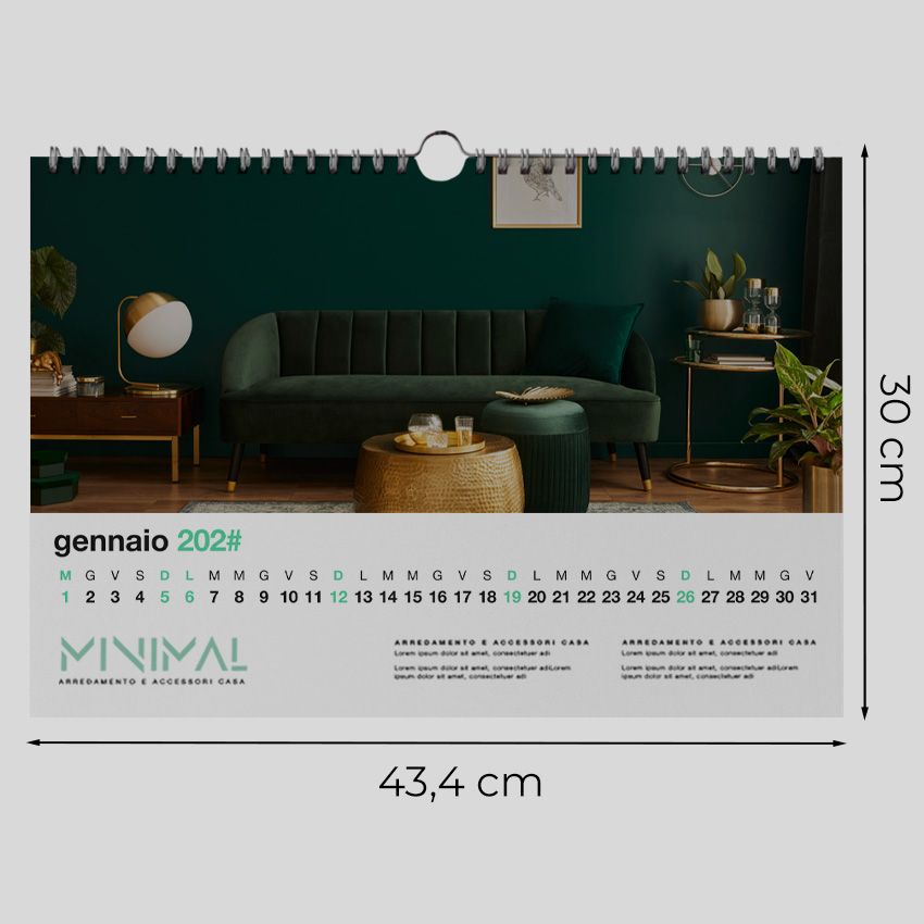 Calendario da parete 43,4x30 - 7 fogli (14 facciate)